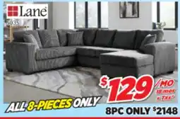 Surplus Furniture 8PC Package: Fluffy Gunmetal 2Pc Sectional offer