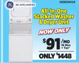 Surplus Furniture 27 GE Stacked Washer & Dryer Unit offer