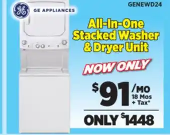 Surplus Furniture 27 GE Stacked Washer & Dryer Unit offer