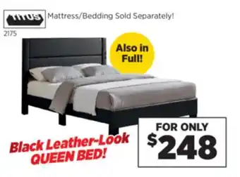 Surplus Furniture Black Leather-Look Queen Bed offer