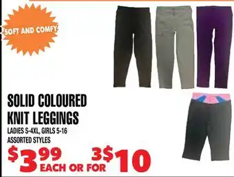 Len's Mill Stores Solid Coloured Knit Leggings offer