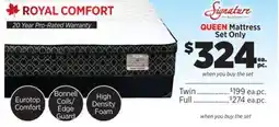 Surplus Furniture Royal Comfort Queen Mattress Set offer