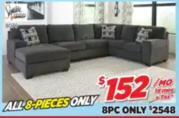 Surplus Furniture 8PC Package: Ballinasloe Smoke 3Pc Sectional offer