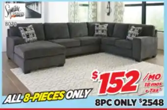 Surplus Furniture 8PC Package: Ballinasloe Smoke 3Pc Sectional offer