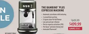 TA Appliances & Barbecues THE BAMBINO PLUS ESPRESSO MACHINE offer