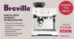 TA Appliances & Barbecues Breville BARISTA TOUCH AUTOMATIC ESPRESSO MACHINE offer