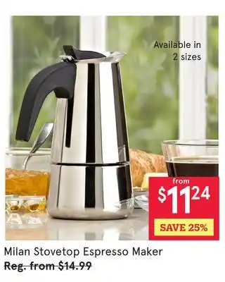 Kitchen Stuff Plus Milan Stovetop Espresso Maker offer