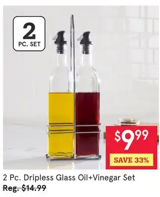 Kitchen Stuff Plus 2 Pc. Dripless Glass Oil + Vinegar Set offer