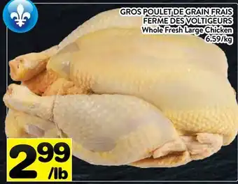 Supermarché PA GROS POULET DE GRAIN FRAIS FERME DES VOLTIGEURS | Whole Fresh Large Chicken offer