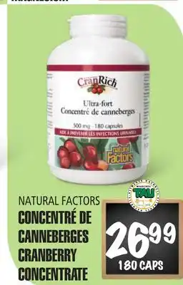 Marches Tau CONCENTRÉ DE CANNEBERGES NATURAL FACTORS offer