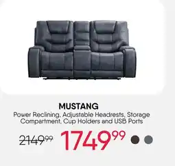 Meubles RD MUSTANG Power Reclining, Adjustable Headrests, Storage Compartment, Cup Holders and USB Ports offer