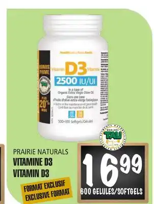 Marches Tau VITAMINED3 PRAIRIE NATURALS offer