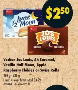 No Frills Vachon Jos Louis, Ah Caramel, Vanilla Half Moon, Apple Raspberry Flakies or Swiss Rolls offer