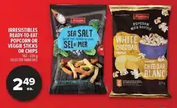 Metro Irresistibles ready-to-eat popcorn or veggie sticks or chips offer