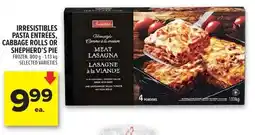 Metro Irresistibles pasta entrées, cabbage rolls or shepherd's pie frozen offer