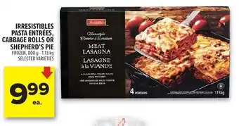 Metro Irresistibles pasta entrées, cabbage rolls or shepherd's pie frozen offer