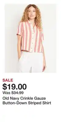 Old Navy Old Navy Crinkle Gauze Button-Down Striped Shirt offer