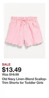 Old Navy Old Navy Linen-Blend Scallop-Trim Shorts for Toddler Girls offer