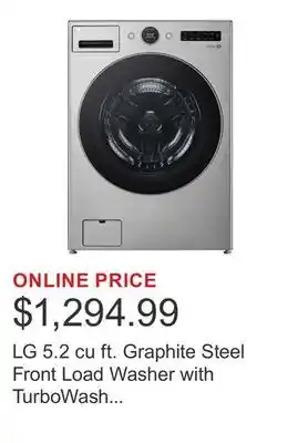 Costco LG 5.2 cu ft. Graphite Steel Front Load Washer with TurboWash Technology offer