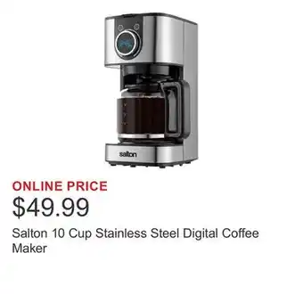 Costco Salton 10 Cup Stainless Steel Digital Coffee Maker offer