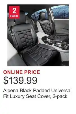 Costco Alpena Black Padded Universal Fit Luxury Seat Cover, 2-pack offer