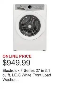 Costco Electrolux 3 Series 27 in 5.1 cu ft. I.E.C White Front Load Washer with LuxCare Wash System offer