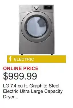 Costco LG 7.4 cu ft. Graphite Steel Electric Ultra Large Capacity Dryer with SmartDiagnosis offer