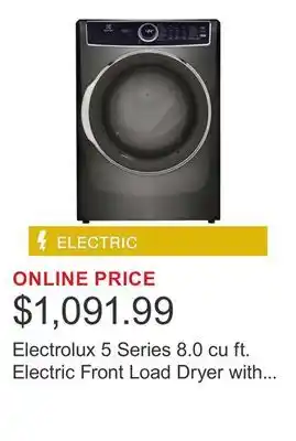 Costco Electrolux 5 Series 8.0 cu ft. Electric Front Load Dryer with LuxCare Dry System offer