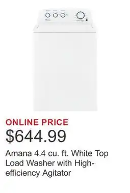 Costco Amana 4.4 cu. ft. White Top Load Washer with High-efficiency Agitator offer