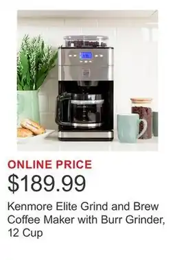 Costco Kenmore Elite Grind and Brew Coffee Maker with Burr Grinder, 12 Cup offer