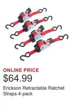 Costco Erickson Retractable Ratchet Straps 4-pack offer