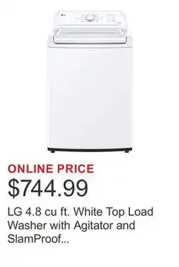 Costco LG 4.8 cu ft. White Top Load Washer with Agitator and SlamProof Glass Lid offer