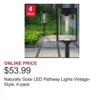 Costco Naturally Solar LED Pathway Lights Vintage-Style, 4-pack offer