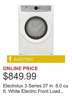 Costco Electrolux 3 Series 27 in. 8.0 cu ft. White Electric Front Load Dryer with LuxCare Lint Shield offer