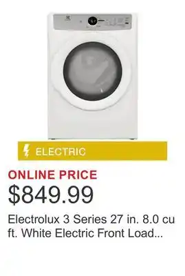 Costco Electrolux 3 Series 27 in. 8.0 cu ft. White Electric Front Load Dryer with LuxCare Lint Shield offer