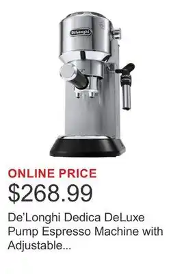 Costco De'Longhi Dedica DeLuxe Pump Espresso Machine with Adjustable Frothing Wand offer