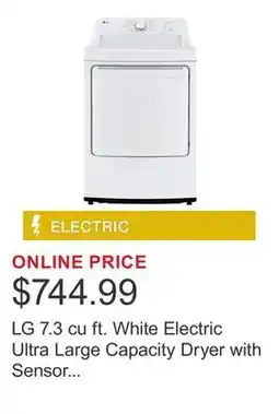 Costco LG 7.3 cu ft. White Electric Ultra Large Capacity Dryer with Sensor Dry Technology offer