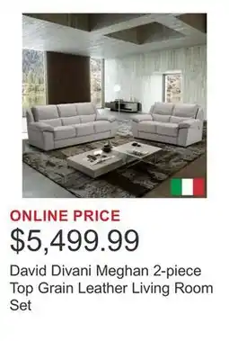 Costco David Divani Meghan 2-piece Top Grain Leather Living Room Set offer