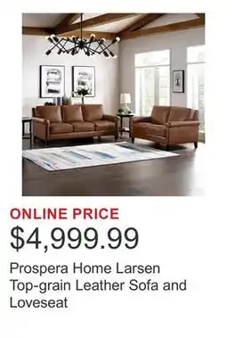 Costco Prospera Home Larsen Top-grain Leather Sofa and Loveseat offer