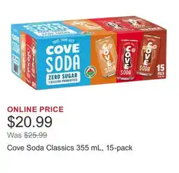 Costco Cove Soda Classics 355 mL, 15-pack offer