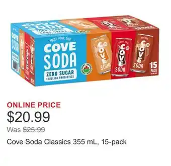 Costco Cove Soda Classics 355 mL, 15-pack offer