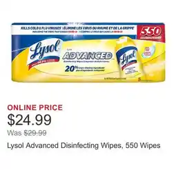 Costco Lysol Advanced Disinfecting Wipes, 550 Wipes offer