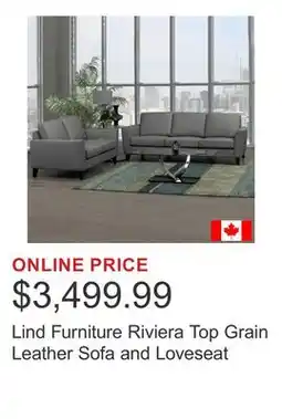 Costco Lind Furniture Riviera Top Grain Leather Sofa and Loveseat offer