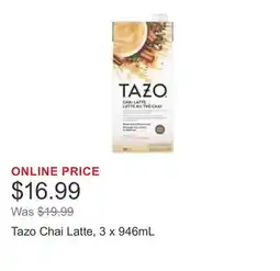 Costco Tazo Chai Latte, 3 x 946mL offer