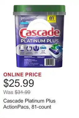 Costco Cascade Platinum Plus ActionPacs, 81-count offer