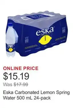 Costco Eska Carbonated Lemon Spring Water 500 mL 24-pack offer