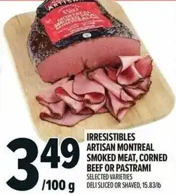 Metro Irresistibles artisan montreal smoked meat, corned beef or pastrami offer