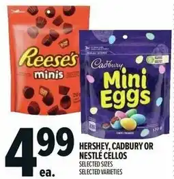 Metro Hershey and cadbury or nestlé cellos offer