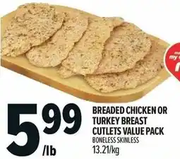 Metro Breaded chicken or turkey breast cutlets value pack offer