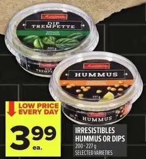 Metro Irresistibles hummus or dips offer